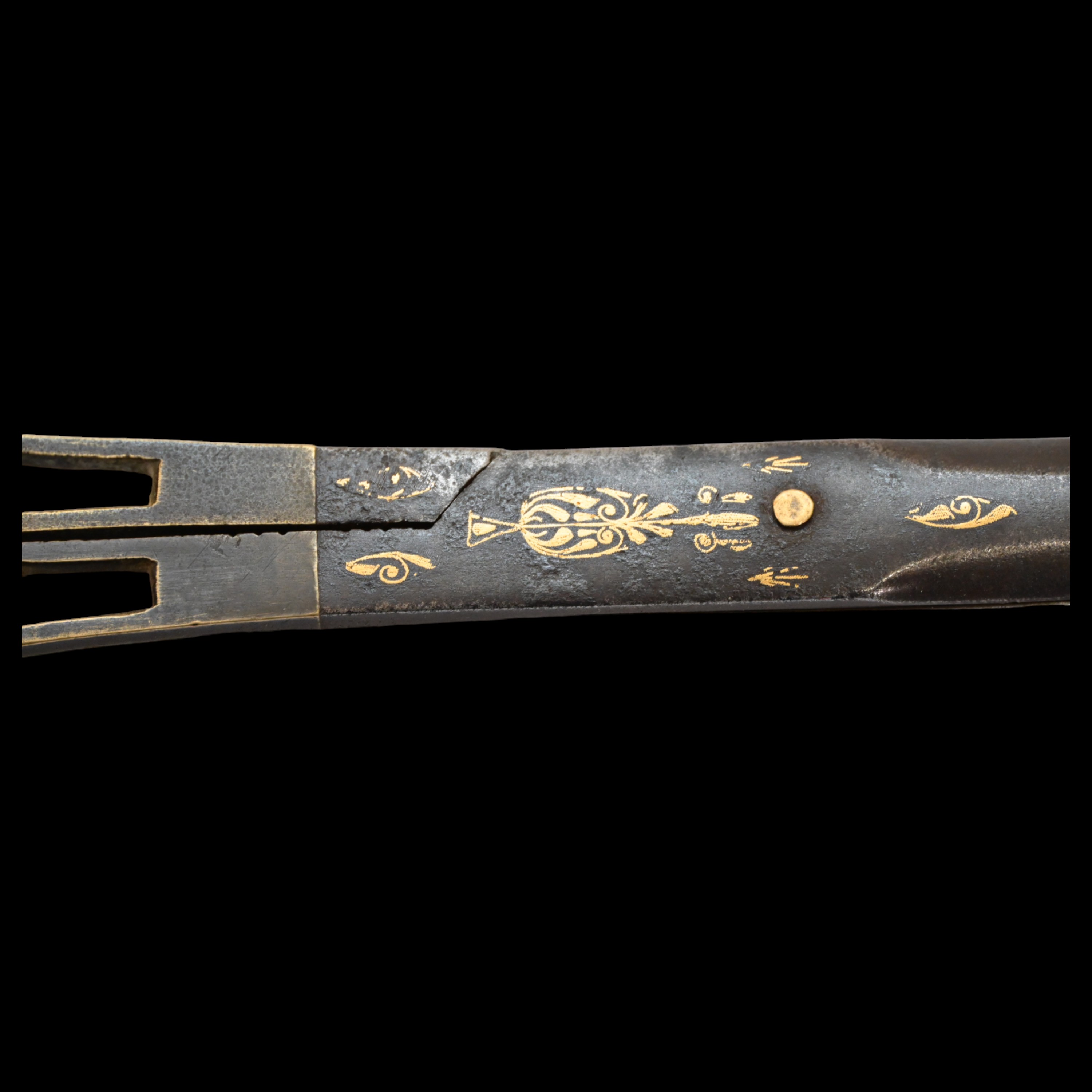 Rare, Islamic, Persian Qajar Dynasty, Gold Kofgari, Scissors, Dagger, 19th century. - Bild 6 aus 7