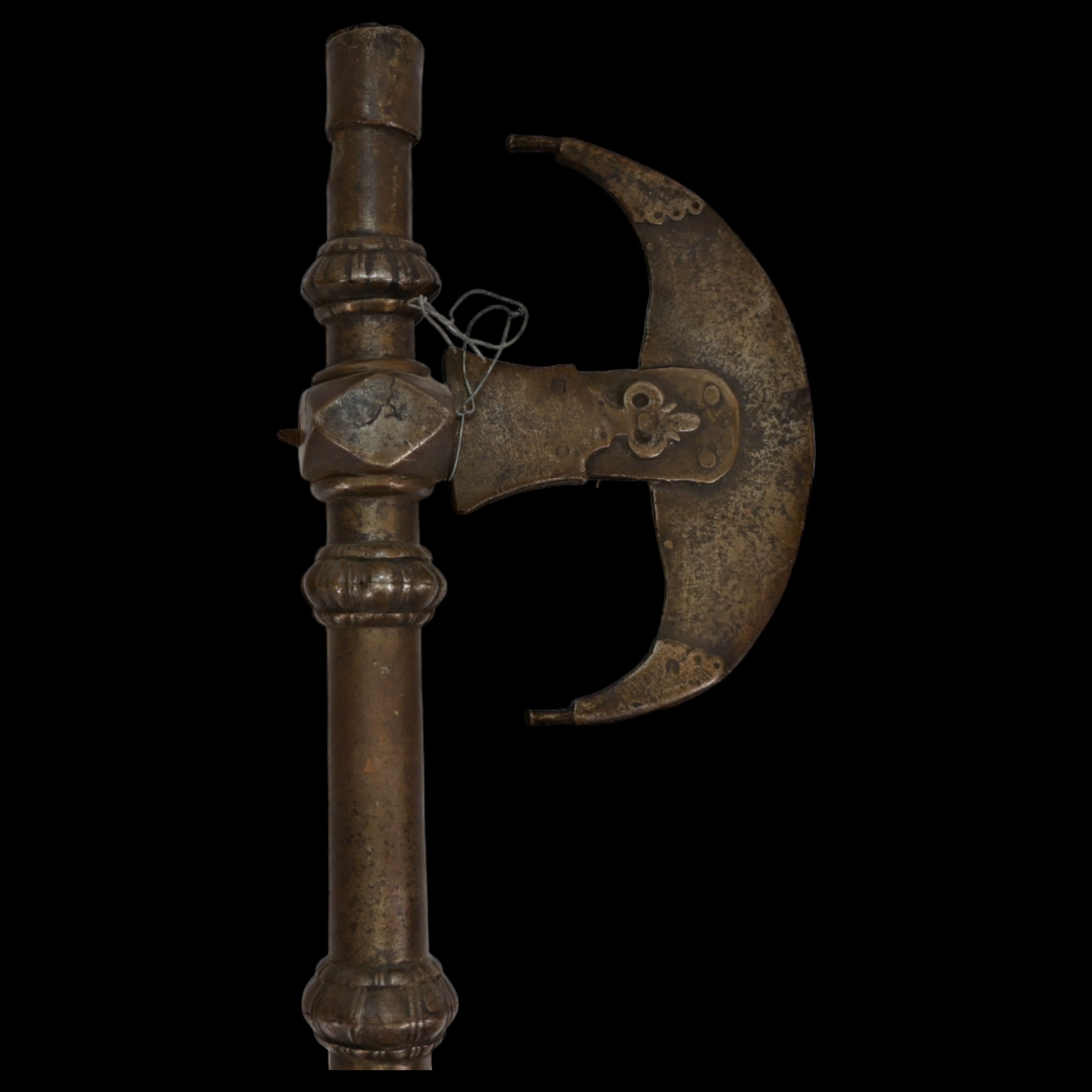 A very rare Indian combinated battle axe with matchlock and Khanda sword style handle 18th-19th - Image 3 of 14