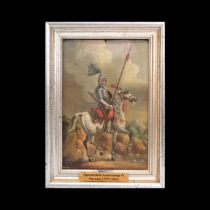 Circassian on horseback, oil on cardboard, unsigned, in the style of the Alexander Orlovsky.