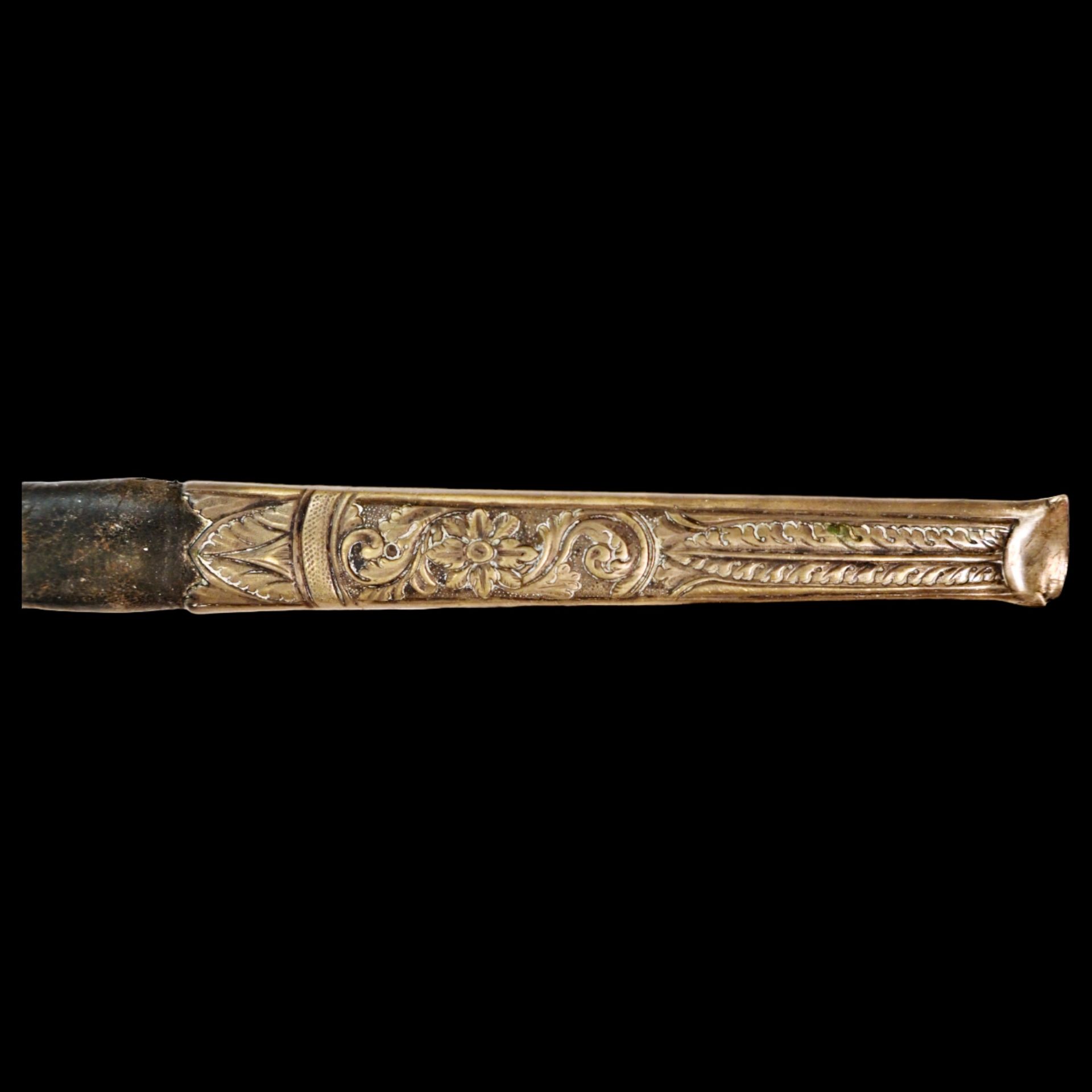 Rare Spanish small sword with scabbard, bronze hilt and blued blade, 19th century. - Bild 16 aus 25