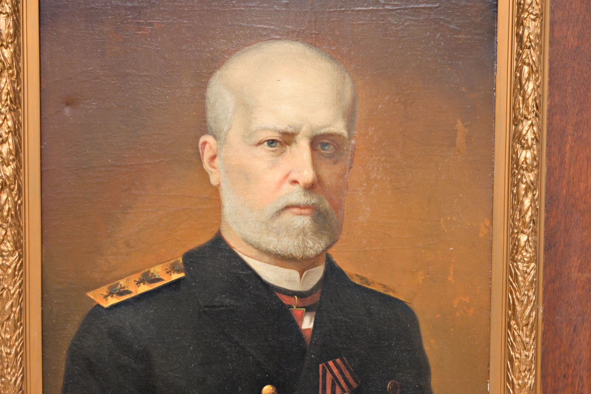 Portrait of Admiral Nikolai Ottovich von Essen (1860 - 1915) oil on canvas, Russian oil painting. - Bild 2 aus 6