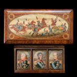 Lacquer miniature, Russia 1993, box with portraits of generals of the Russian army ,1812.