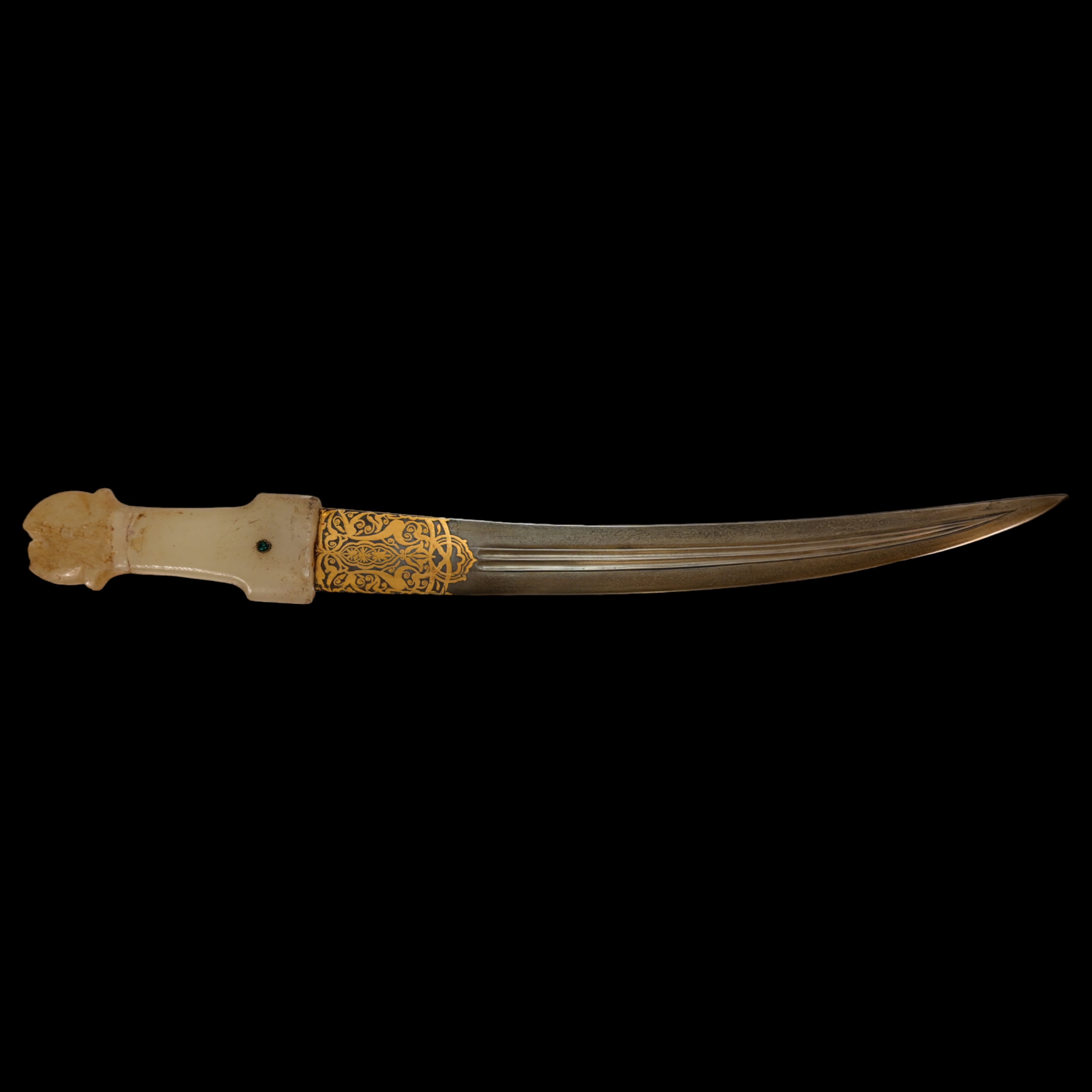 Very rare Dagger with jade handle, Wootz blade, precious stones and gold, Ottoman Empire, 18th C. - Image 12 of 19