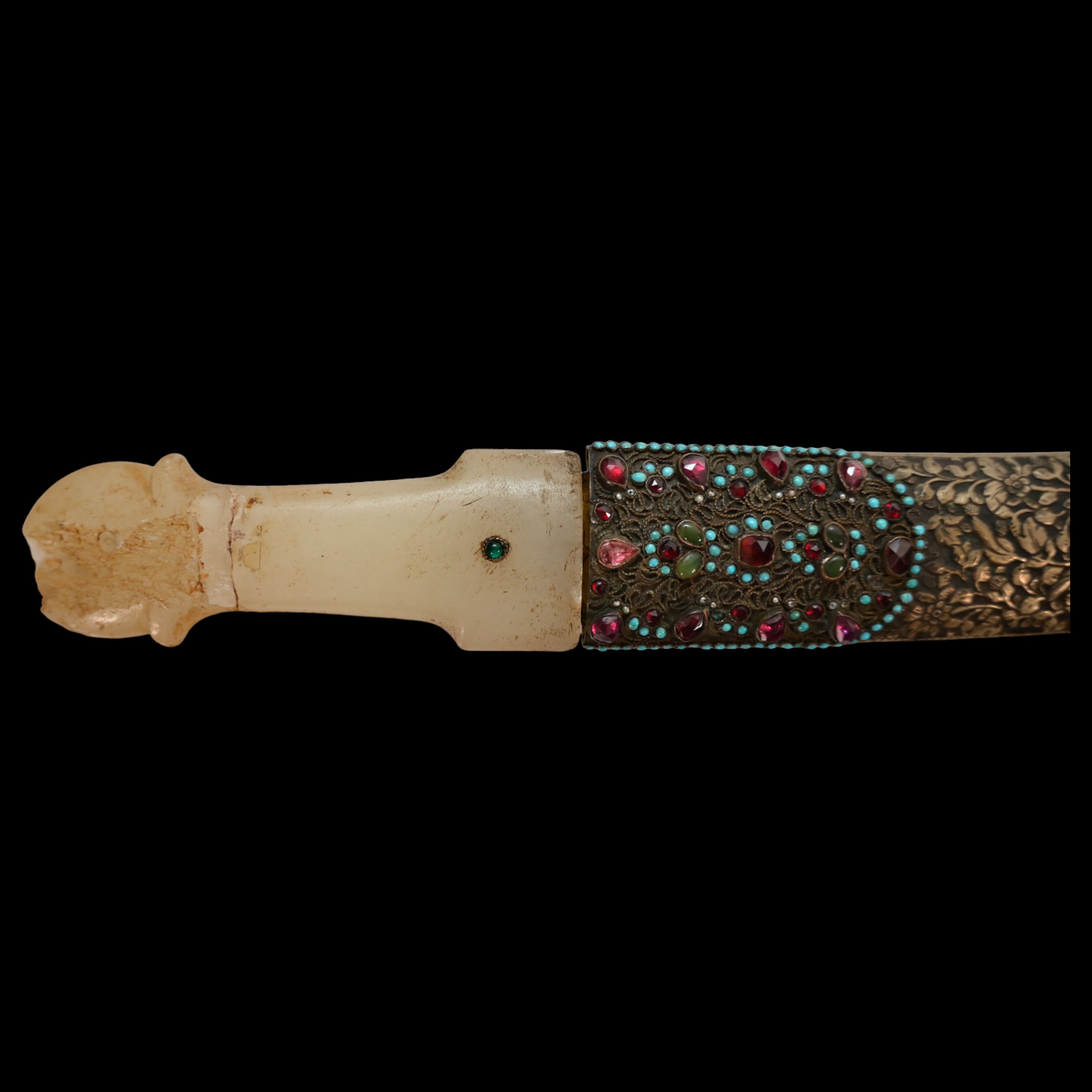 Very rare Dagger with jade handle, Wootz blade, precious stones and gold, Ottoman Empire, 18th C. - Image 4 of 19