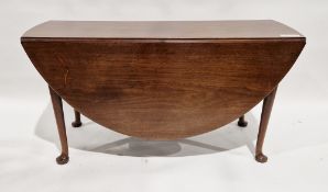19th century mahogany swing leg dining table of oval form, 73cm high x 142cm wide x 51cm deep when