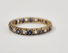 9ct gold, blue and white stone eternity ring size P, gross weight approx. 2g