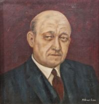 M Neville Elson (20th century) Oil on canvas Portrait of a gentleman wearing suit and tie, signed