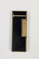 Vintage Dunhill rolled gold and black lacquer lighter, stamped to base