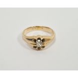 9ct gold and diamond ring set oval old-cut stone in open claw setting, 6.3g total approx.