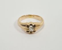 9ct gold and diamond ring set oval old-cut stone in open claw setting, 6.3g total approx.