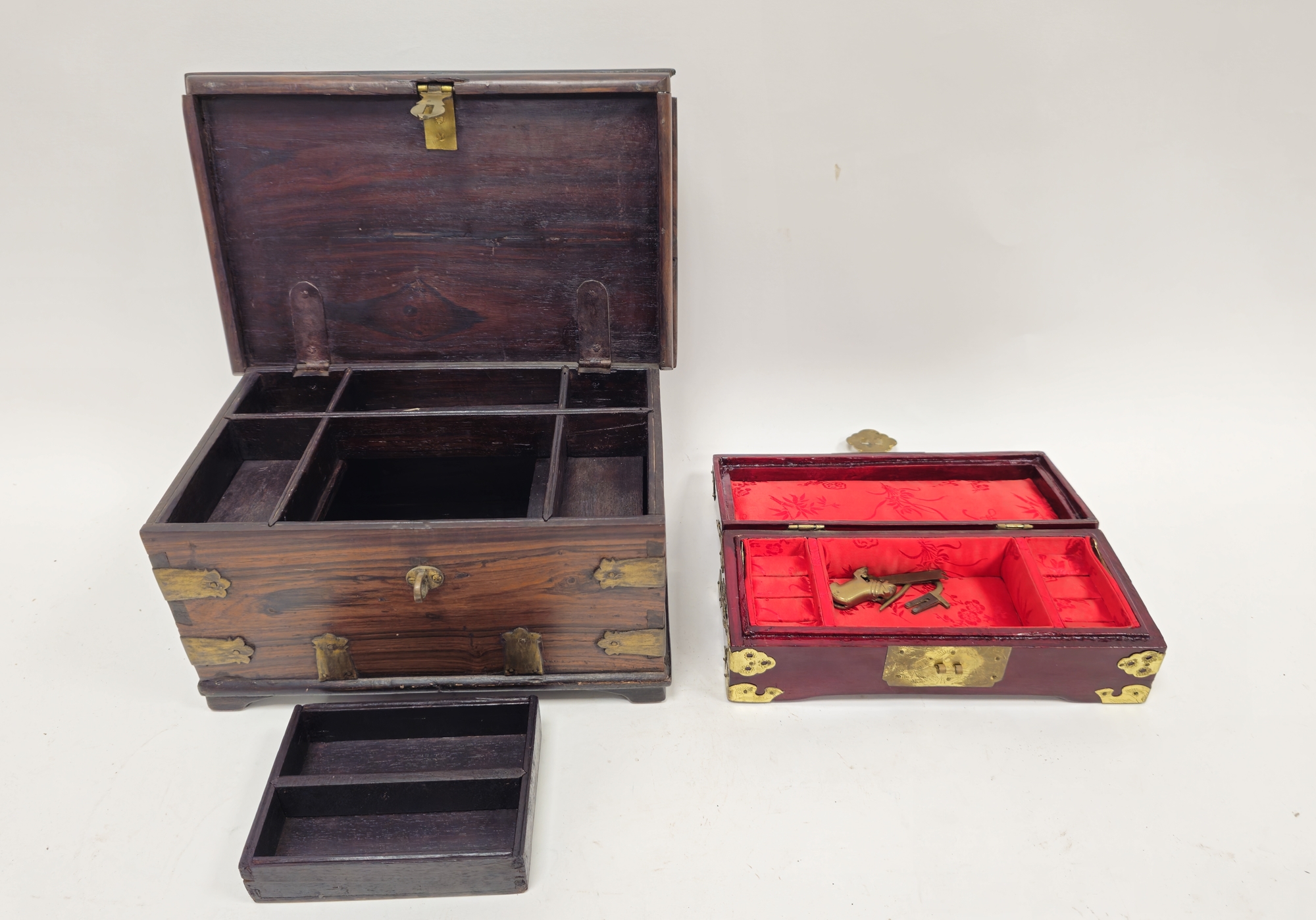 Victorian rosewood and brass-mounted toilet box, the interior fitted with compartmentalised trays - Image 2 of 19