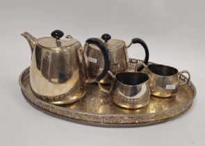 Art Deco Walker & Hall part tea and coffee service, comprising a tea and coffee pot with two-handled