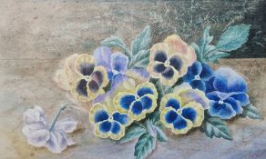 George ? Watercolour 'Study of Pansies', indistinctly signed lower right, framed and glazed, image