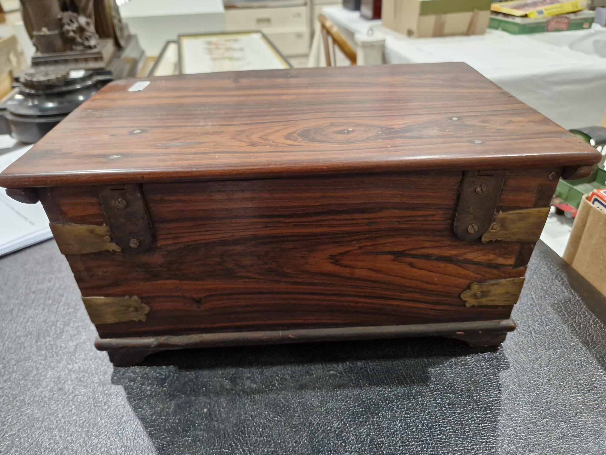 Victorian rosewood and brass-mounted toilet box, the interior fitted with compartmentalised trays - Image 17 of 19