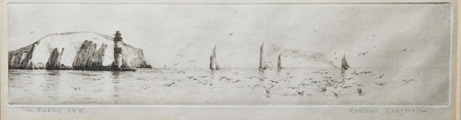 After Rowland Langmaid (1897-1956) Drypoint etching "The Needles, I.O.W", signed and titled in