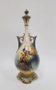 Royal Worcester Hadley ware oviform vase and cover, early 20th century printed green marks, shape