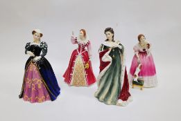 Four Royal Doulton bone china figures from Queens of the Realm modelled by Pauline Parsons,