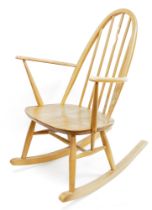 Ercol blonde elm and beech rocking chair, 85cm high, 62cm wide Condition Report Surface marks,