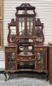 Late Victorian mahogany display cabinet with three glazed cupboards and three drawers with
