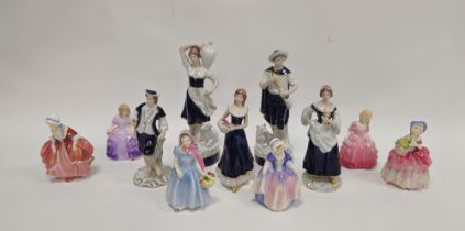 Group of Royal Dux porcelain figures and Royal Doulton bone china figures of ladies and girls,