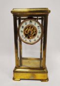 Late 19th century S Smith & Son Limited (London) brass and glass cased drop-dial mantel clock, the