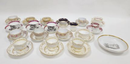 Collection of late 18th/early 19th century English porcelain teawares, comprising a bat-printed