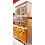 Victorian mahogany astragal-glazed library bookcase,  the top section having two glazed doors