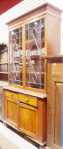 Victorian mahogany astragal-glazed library bookcase,  the top section having two glazed doors