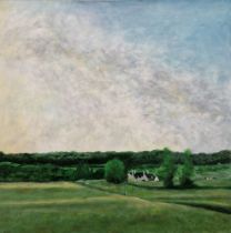 Roy Wallis (20th century) Oil on canvas "View from the 17th Fairway, Painswick Golf Club", signed