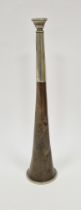 Brass and white metal hunting horn, stamped Shipley, 181 Regent St. , 25.5cm