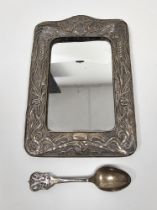 Early 20th century silver-mounted table mirror in the Art Nouveau style, hallmarks rubbed and a