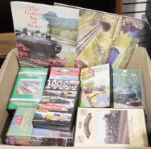 Assorted railway items to include the Golden Age of Steam cigar card album, the World of Railways