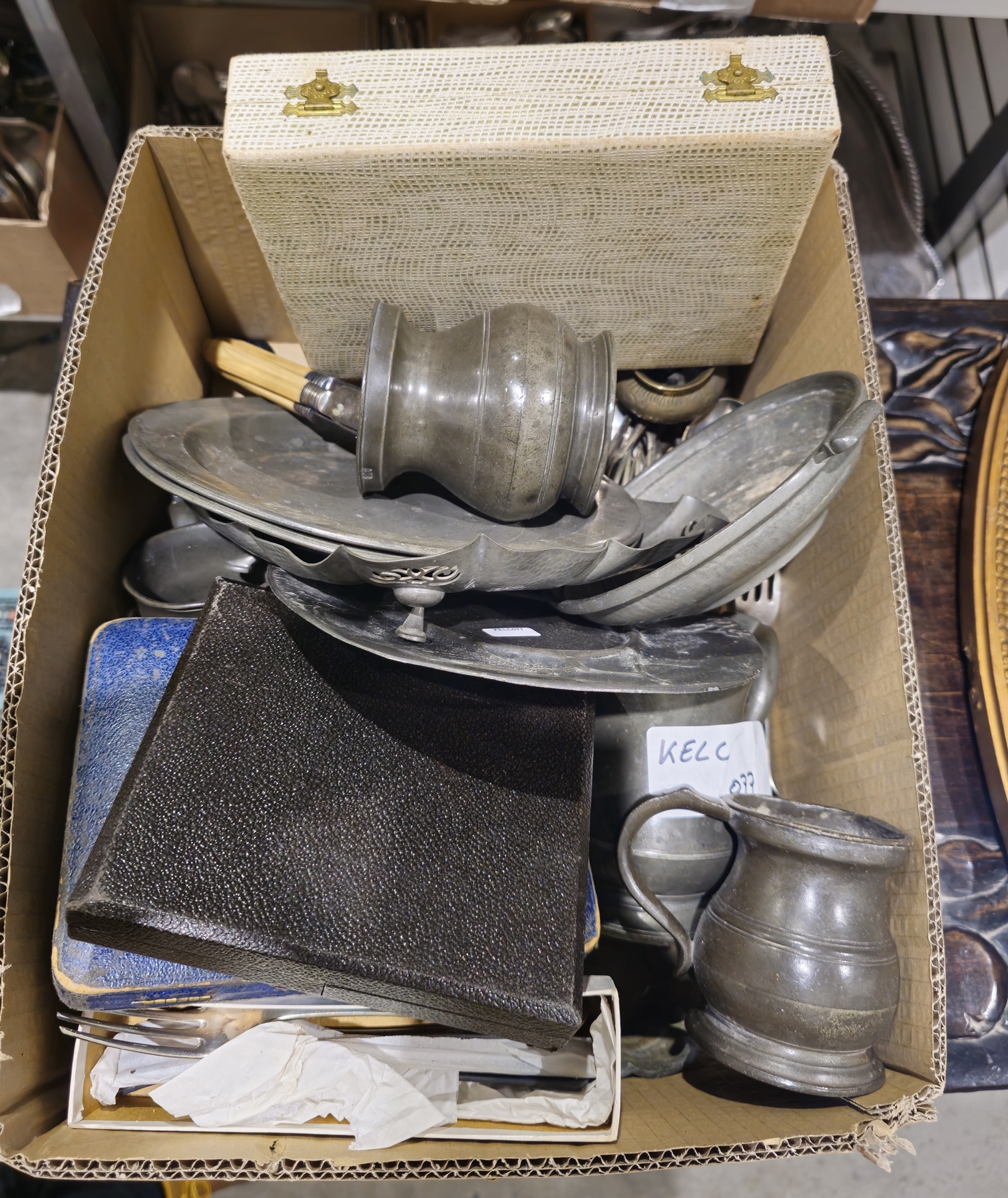 Large collection of EPNS flatware, 19th century pewter tablewares including dishes, baluster jug,