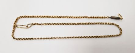 Gold-coloured metal length of chain with metal clasp, 6.3g total approx.