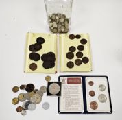 Collection of assorted coinage, worldwide, including a group of Victorian pennies, an ERII five