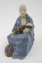 Carter Stabler Adams Poole pottery lavender figure by Phoebe Stabler, the seated woman wearing