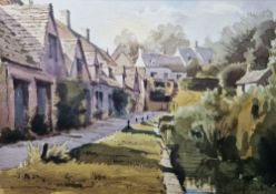Gerald Woolley (b.1929)  Watercolour on paper  'Weavers Cottage, Arlington Row, Bibury,