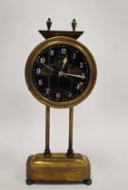 1920's English brass-cased gravity clock stamped PAT.15238-19, ivory-coloured enamelled hands,