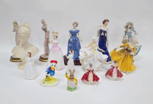 Collection of Royal Doulton bone china figures of ladies and other items including two figures of '