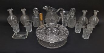 Collection of assorted glassware including a Stuart & Sons Art Deco footed bowl, designed by