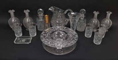 Collection of assorted glassware including a Stuart & Sons Art Deco footed bowl, designed by