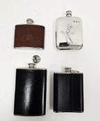 Collection of hip flasks including a boxed Livingstone (London) example, a Sheffield silver-plated