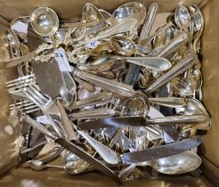 Quantity of plated table flatware with pointed bead-pattern handles, grape scissors and other plated