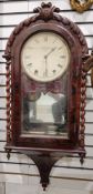 19th century mahogany cased wall clock, the white painted dial named for 'K Hill London', with black