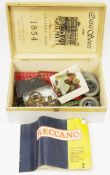 Boxed of assorted items of Meccano including tyres and a Meccano book of models, no.2, within a