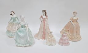 Collection of Coalport bone china figures of ladies, 20th century printed marks, including two small