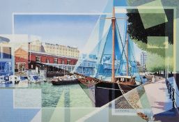 Les Matthews (British b.1946) Colour print 'Bristol Docks', cityscape print, limited edition 58/250,