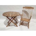 Plywood rocking chair with pine veneer, 103cm high and a folding garden table (2)