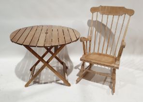 Plywood rocking chair with pine veneer, 103cm high and a folding garden table (2)