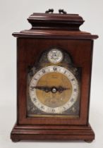 Elliott mahogany cased mantel clock, the brass dial with silvered chapter ring and black Arabic